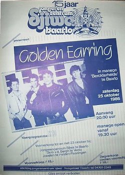 Golden Earring show poster October 25, 1986 Baarlo - Manege Berckterheide
